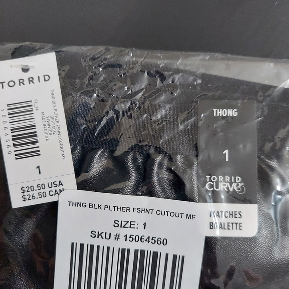 SOLD NWT Full Set Torrid Black Fishnet Bralette & Thong Panty Set 1X - Picture 8 of 9